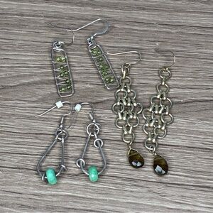 Vintage Green Boho Earring Trio